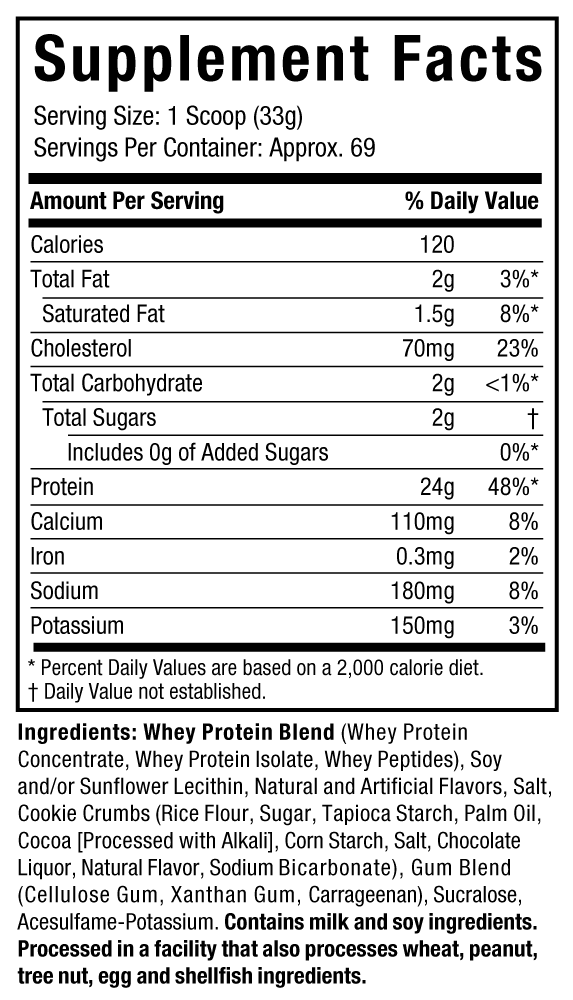 Supplement Facts: Nitro Tech 100% Whey Gold - Cookies And Cream