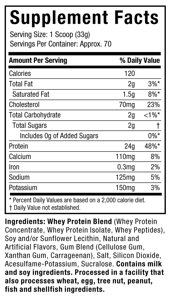 Supplement Facts: Nitro Tech 100% Whey Gold - French Vanilla Cream