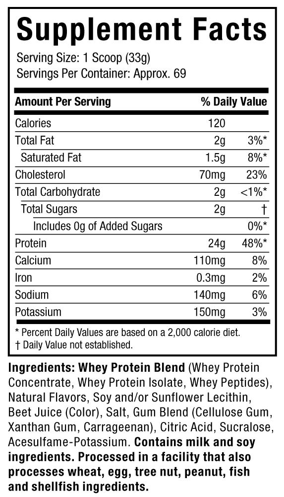 Supplement Facts: Nitro Tech 100% Whey Gold - Strawberry Shortcake