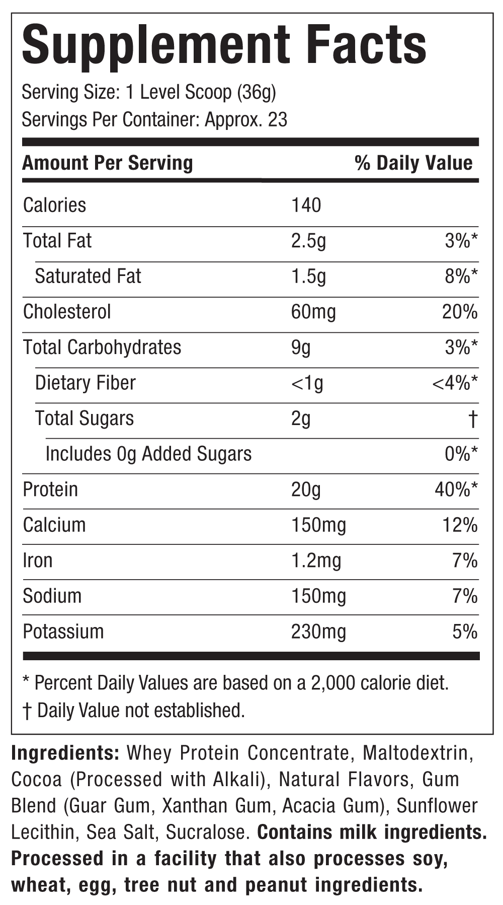 Supplement Facts: Grass-Fed 100% Whey Protein - Triple Chocolate