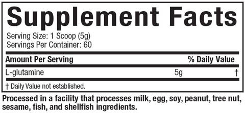 Supplement Facts: Platinum 100% Glutamine - Unflavored