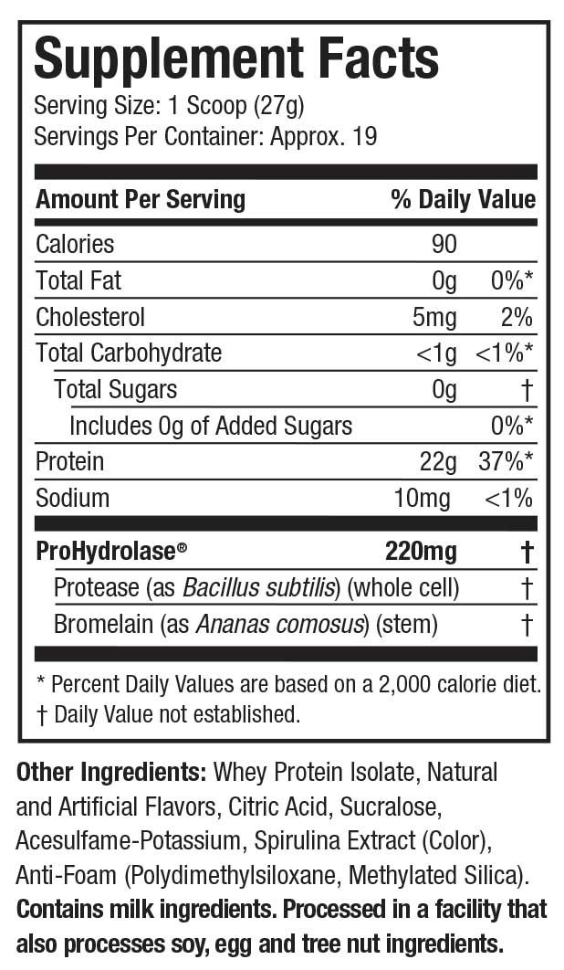 Supplement Facts: Iso Whey Clear - Lemon Berry Blizzard