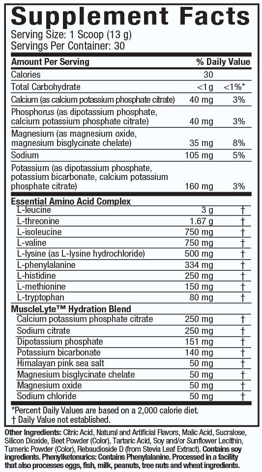 Supplement Facts: Platinum 100% EAA+ - Fruit Punch