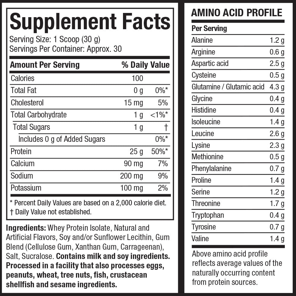 Supplement Facts: IsoWhey - Vanilla