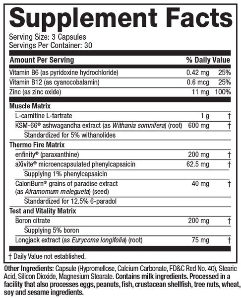 Supplement Facts: AlphaTest Thermo XTR - 90 Capsules