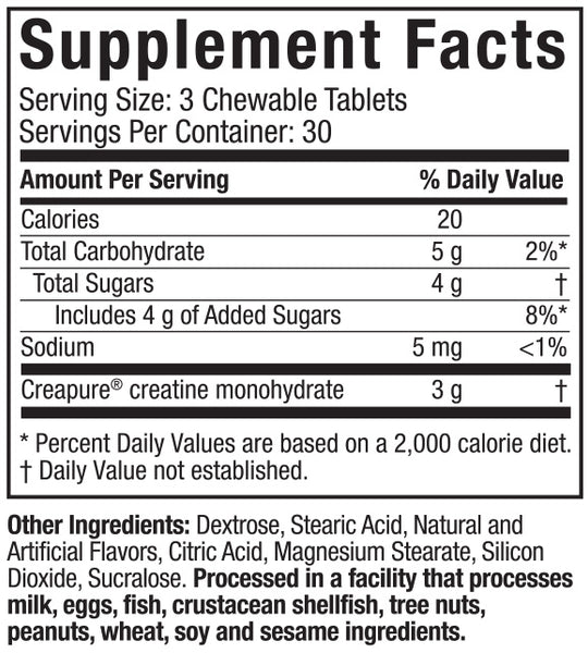 Supplement Facts: Creatine Chews - Citrus Burst